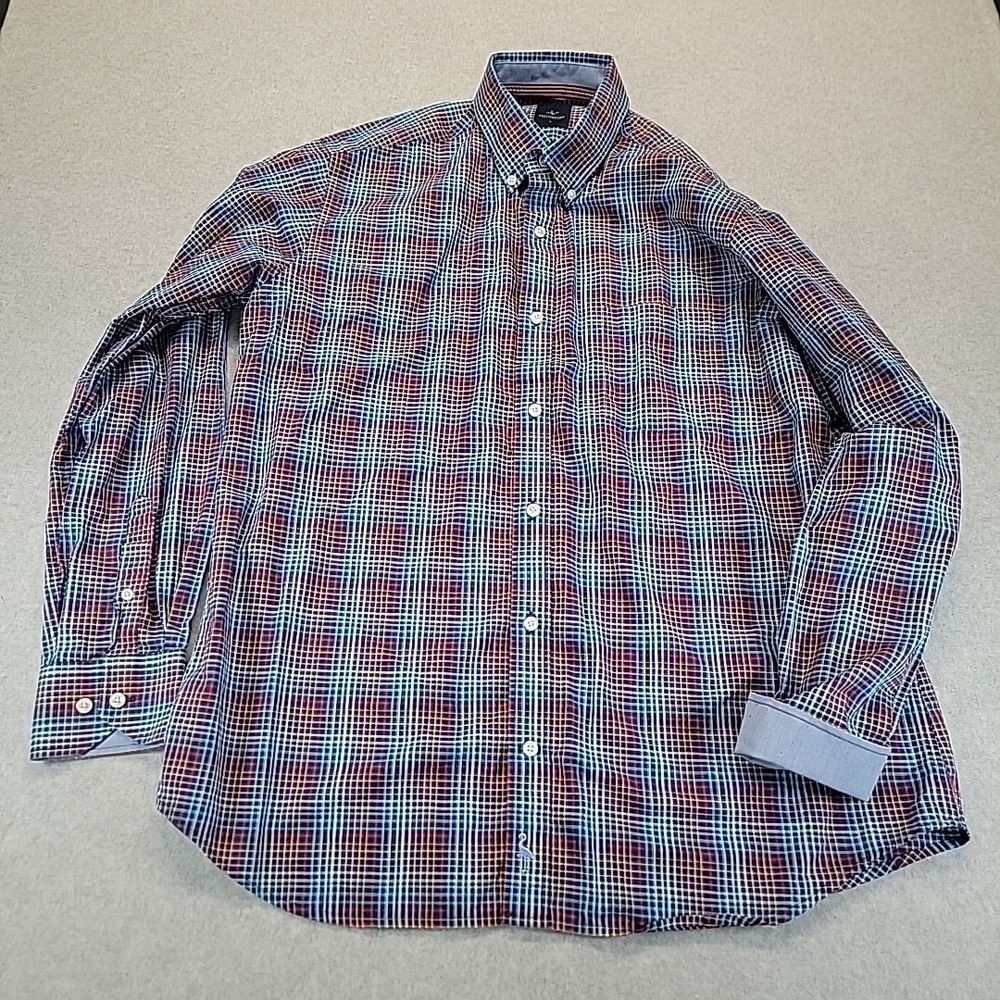 TAILORBYRD‎ COLLECTION Mens Button Down Shirt Plaid Long Sleeve Size L